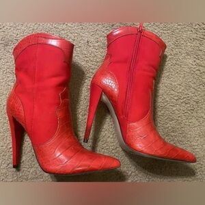 Red Stiletto Ankle Boots
